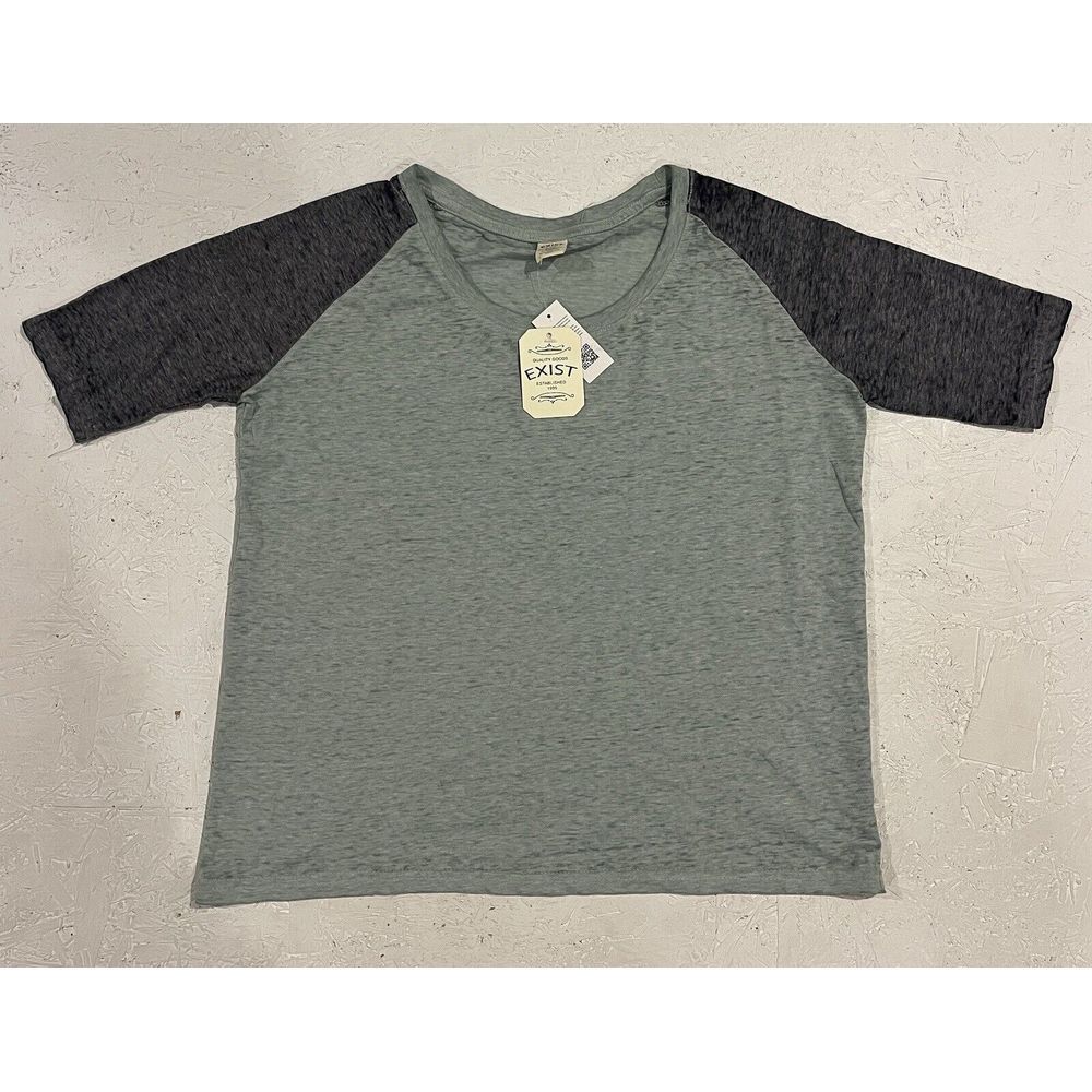 Exist Womens Short Sleeve Shirt Size M Sage Green LS9246 Cotton Polyester
